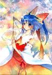  bow colorful gohei hair_bow hair_ribbon hakurei_reimu ribbon short_hair solo touhou traditional_media tsuru watercolor_(medium) 