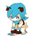  8'108 animal_ears blue_eyes blue_hair blush chibi dog_ears dog_tail food ice_cream kaito kemonomimi_mode lowres male_focus saliva scarf simple_background sitting solo tail tail_wagging vocaloid 