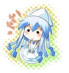  blue_hair chibi dress hat ikamusume long_hair mini-ikamusume shinryaku!_ikamusume solo taka_(tokyoboogienight) tentacle_hair 