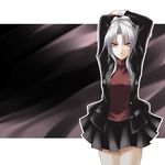  arms_up bad_id bad_pixiv_id light_smile original silve silver_hair skirt solo yellow_eyes 