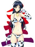  2009 animal_ears animal_print bad_id bad_pixiv_id bell bikini blue_eyes blue_hair cow_bell cow_ears cow_print elbow_gloves gloves highres kamia_(not_found) long_hair navel new_year original solo swimsuit thighhighs yukino_sayuri 