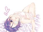  bed chrome_dokuro eyepatch hamura_mayu katekyo_hitman_reborn! lingerie nightgown purple_eyes purple_hair short_hair solo underwear 