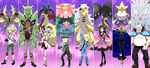  4girls abomasnow alakazam ampharos backpack bag beard bicycle_helmet bike_shorts black_hair blonde_hair camera citron_(pokemon) dark_skin facial_hair fingerless_gloves fukuji_(pokemon) furisode gen_1_pokemon gen_2_pokemon gen_3_pokemon gen_4_pokemon glasses gloves gojika_(pokemon) gym_leader hair_ornament helmet highres japanese_clothes kimono koruni_(pokemon) long_hair long_sleeves looking_at_viewer lucario mache_(pokemon) mawile mega_abomasnow mega_alakazam mega_ampharos mega_lucario mega_mawile mega_pinsir mega_pokemon mega_tyranitar mega_venusaur multiple_boys multiple_girls open_mouth pinsir pokemon pokemon_(creature) pokemon_(game) pokemon_xy ponytail roller_skates scissors short_hair skates skin_tight skirt smile soumendaze two_side_up tyranitar urup_(pokemon) viola_(pokemon) white_hair zakuro_(pokemon) 