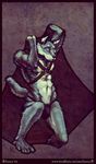  anthro black_nose bulge canine kamui kamui_(artist) male mammal simple_background solo underwear 