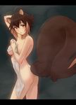  animal_ears antenna_hair ass blazblue blazblue:_continuum_shift breasts brown_eyes brown_hair flat_ass large_breasts makoto_nanaya murata_isshin nude revision short_hair solo squirrel_ears squirrel_tail tail towel twisted_torso wet 