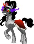  alpha_channel armor black_hair cape clothing crossgender equine eye_mist eyeshadow fangs female feral friendship_is_magic fur green_eyes hair hi_res horn horse king_sombra_(mlp) long_hair makeup mammal my_little_pony open_mouth plain_background pony red_eyes royal-exo smile solo transparent_background unicorn 