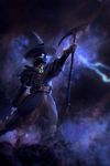  belt black_mage black_mage_(fft) book chrisbjors final_fantasy gloves glowing glowing_eyes hat robe solo staff witch_hat 