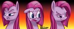  equine eyebrow_piercing facial_piercing facial_piercings female feral friendship_is_magic frown fur hair horse long_hair mammal my_little_pony open_mouth piercing pink_fur pink_hair pinkamena_(mlp) pinkie_pie_(mlp) plain_background pony smile solo tarragon2000 tongue 
