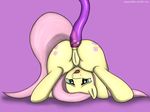  anal anal_penetration anus butt cutie_mark equine female feral fluttershy_(mlp) friendship_is_magic fur hair horse mammal my_little_pony penetration pink_hair pony purple_background pussy solo staggeredline tentacles yellow_fur 