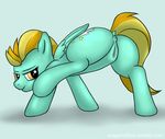  anus butt equine female feral friendship_is_magic hair horse lightning_dust_(mlp) mammal my_little_pony nude pegasus pony presenting presenting_hindquarters pussy solo staggeredline standing two_tone_hair wings 