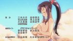  1girl amaya_haruko animated animated_gif breasts covering covering_breasts huge_breasts kaneko_hiraku maken-ki! navel screencap smile takami_akio topless 