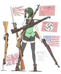  american_flag arisaka bayonet bob_cut bolt_action boots flag green_hair gun hairband hammer_and_sickle headset idolmaster idolmaster_(classic) japanese_flag lee-enfield m1903_springfield matsunoki_(aty1223) mauser_98 mosin-nagant nazi_flag otonashi_kotori pencil_skirt red_eyes rifle rising_sun short_hair skirt smile solo soviet_flag standing sunburst swastika thighhighs translated type_38_rifle union_jack weapon world_war_ii zettai_ryouiki 