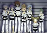  6+boys barefoot chained chains child domen_syuichiro feet genda_koujirou henmi_wataru inazuma_eleven inazuma_eleven_(series) izayoi04 kidou_yuuto male_focus mugshot multiple_boys narukami_kenya prison sakiyama_syuji sakuma_jirou standing toes 