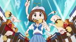  animated animated_gif bob_cut brown_hair buffet food hat kill_la_kill mankanshoku_mako takoyaki 