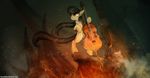  black_hair bow bow_(stringed_instrument) bow_tie cello cutie_mark ember equine female foxinshadow friendship_is_magic hair horse lava mammal musical_instrument my_little_pony octavia_(mlp) pony purple_eyes rock smoke solo standing wind zero-sum 