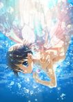  ass blue_eyes bracelet breasts brown_hair butterfly_wings jewelry medium_breasts nipples nude original pendant revision short_hair short_twintails solo tenhiro_naoto twintails underwater wings 