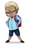  bag blonde_hair blush dark_skin dark_skinned_male drawfag gamagoori_ira kill_la_kill kindergarten kindergarten_uniform non-web_source short_hair younger 