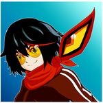  alternate_costume black_hair edgardo_diaz highlights highres jacket kill_la_kill matoi_ryuuko multicolored_hair scarf senketsu senketsu_(scarf) shooting_glasses simple_background smile solo spoilers track_jacket upper_body 