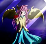  animal_ears antamoanimisan-m apple bat_pony bat_wings clothing dark equine fangs flutterbat_(mlp) fluttershy_(mlp) friendship_is_magic fruit hair hands hi_res horse human long_hair looking_at_viewer mammal moon my_little_pony night outside pegasus pink_hair pony red_eyes solo standing wings 