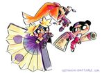  blossom_(ppg) bubbles_(ppg) buttercup_(ppg) cosplay fan female multiple_girls naruto parody powerpuff_girls scroll temari tenten yamanaka_ino 