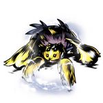  blue_eyes electricity extra_eyes galvantula multiple_eyes no_humans pokemon simple_background solo spider white_background yilx 