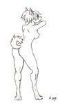  2013 anthro breasts canine female line_art mammal nude plain_background sketch solo unknown_artist white_background 