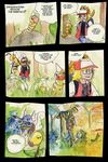  beedrill bellsprout blonde_hair comic female feral forest grass hair hat human insect male mammal nidorina nintendo pok&#233;mon pok&eacute;mon qlock red_eyes reptile sandshrew scalie text tree turtle video_games wartortle weedle 