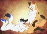  balls canine digitigrade duo erection fox fur gay humanoid_penis kneeling licking lying male open_mouth oral pawpads penis plain_background source_request tongue unknown_artist white_fur yellow_eyes 