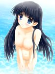  aoi_akua black_hair blue_eyes breasts kusakabe_yuuki_(to_heart_2) large_breasts long_hair navel nipples nude solo to_heart_2 water 