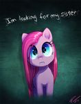  blue_eyes c-puff dialog english_text equine female feral fog friendship_is_magic fur hair horse long_hair looking_at_viewer mammal my_little_pony pink_fur pink_hair pinkamena_(mlp) pinkie_pie_(mlp) pony signature solo standing text 