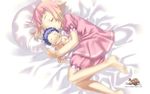  2010 agarest_senki agarest_senki_(series) baby bare_legs barefoot blonde_hair bloomers closed_eyes company_name copyright_name full_body gradient_hair highres hirano_katsuyuki lying multicolored_hair official_art on_side pajamas pillow pink_bloomers pink_hair plum_(agarest_senki) short_hair sleeping underwear 