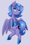  blue_eyes blue_fur blue_hair cub cutie_mark equine female feral friendship_is_magic fur hair horn horse mammal my_little_pony open_mouth plain_background pony princess_luna_(mlp) solo winged_unicorn wings young zokkili 