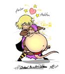  2013 amber_eyes anthro ashton_f_ashhild belly big_belly black_skirt blonde_hair brown_fur cape carrying chubby cuddling cute duo dyed_hair female freckles fur glowing glowing_eyes hair happy holding human legwear long_hair long_whiskers love male mammal navel ordeal_paradise overweight purple_hair rat riis rodent round_nose shoes smile socks standing stars stockings straight striped_socks swim_suit thong underwear whiskers 