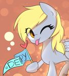  blonde_hair derpy_hooves_(mlp) equine female flag friendship_is_magic fur grey_fur hair horse joyfulinsanity mammal my_little_pony pegasus pony solo tongue tongue_out wings yellow_eyes 