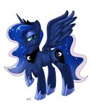  absurd_res blue_eyes blue_feathers blue_fur blue_hair crown cutie_mark equine feathers female friendship_is_magic fur glittering_hair hair hi_res hooves horn horse long_hair looking_at_viewer mammal my_little_pony plain_background pony princess_luna_(mlp) skyline19 smile solo standing white_background winged_unicorn wings 