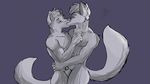  anthro canine couple dog duo eyes_closed fennec fox gay german_shepherd half-erect kissing making_out male mammal nipples nude passionate penis rileysockfoxy rileysockfoxy(character) romantic sheath standing treyll-sheppy 