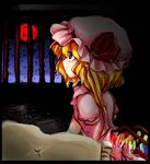  bars flandre_scarlet moon niji_(nijioki) open_clothes open_shirt shirt solo tears touhou 