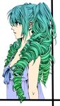 alternate_hairstyle aqua_hair blue_eyes camisole colorized drill_hair from_side gradient_hair green_hair hatsune_miku highres long_hair multicolored_hair nagi_(pixiv) profile solo twin_drills twintails upper_body vocaloid 
