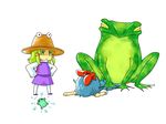  animal cirno frog hana_azuki hat moriya_suwako multiple_girls oogama oversized_animal pantyhose touhou 