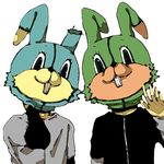  2boys bunny cain galerians multiple_boys rabbit rion rion_(galerians) siblings simple_background twins white_background 