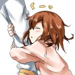  admiral_(kantai_collection) alternate_costume arm_hug brown_hair casual closed_eyes darkside ikazuchi_(kantai_collection) kantai_collection messy_hair open_mouth short_hair sketch sleeping solo_focus 