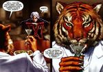  anthro beverage comic feline hair human mammal martini sitting tawky_tawny text tiger unknown_artist white_hair yellow_eyes 