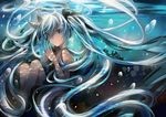  bad_id bad_pixiv_id blue_eyes blue_hair bubble hair_ribbon hands_together hatsune_miku long_hair ribbon shinkai_shoujo_(vocaloid) smile turkey_(weave7769) underwater vocaloid 