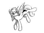  cutie_mark equine female feral friendship_is_magic hair horn horse mammal monochrome my_little_pony plain_background princess_luna_(mlp) smile sokolas solo white_background winged_unicorn wings young 
