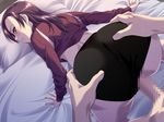  1girl all_fours ass ass_grab bed bloomers blush brown_eyes brown_hair buruma censored clenched_teeth doggystyle game_cg gym_uniform highres ino legs looking_back night niizuma_wa_serafuku pillow sex short_hair sweat teeth thighs vaginal 