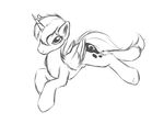  cutie_mark equine female feral friendship_is_magic hair horn horse mammal monochrome my_little_pony plain_background pony princess_luna_(mlp) smile sokolas solo white_background winged_unicorn wings young 