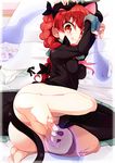  :d animal_ears bad_id bad_pixiv_id barefoot blush_stickers braid cat_ears cat_tail ghost_tail kaenbyou_rin lying no_panties on_side open_mouth panties panties_removed red_eyes red_hair sala_mander smile solo tail tongue tongue_out touhou twin_braids underwear 
