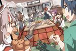  akagi_(kantai_collection) akitsu_maru_(kantai_collection) alcohol arrow bad_id bad_pixiv_id batsubyou black_hair brown_eyes brown_hair bucket chitose_(kantai_collection) chiyoda_(kantai_collection) clock error_musume food fruit futon girl_holding_a_cat_(kantai_collection) glasses gloves hachimaki hair_ribbon hat headband highres hiryuu_(kantai_collection) hiyou_(kantai_collection) houshou_(kantai_collection) japanese_clothes jun'you_(kantai_collection) kaga_(kantai_collection) kantai_collection long_hair mandarin_orange multiple_girls muneate open_mouth ponytail ribbon ryukadomatsu ryuujou_(kantai_collection) sake short_hair shouhou_(kantai_collection) shoukaku_(kantai_collection) silver_hair smile souryuu_(kantai_collection) taihou_(kantai_collection) translation_request twintails visor_cap zuihou_(kantai_collection) zuikaku_(kantai_collection) 