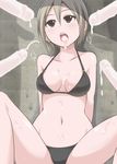  bad_id bad_pixiv_id bikini black_eyes celebi_ryousangata commentary_request food grey_hair idolmaster idolmaster_cinderella_girls popsicle sexually_suggestive shiomi_shuuko short_hair solo swimsuit 