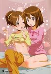  breast_grab hirasawa_ui hirasawa_yui k-on! pajama pantsu tagme underboob undressing yuri 